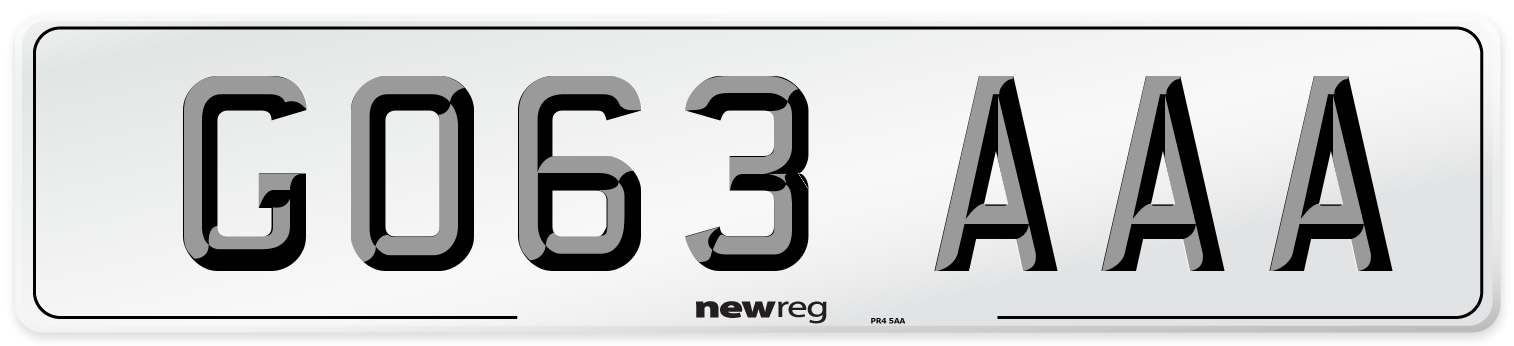 GO63 AAA Number Plate from New Reg